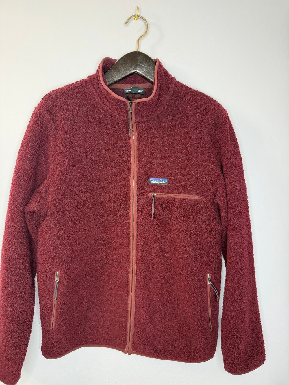 Patagonia Men's Reclaimed Fleece Jacket Full Zip Dark Ruby Sz L